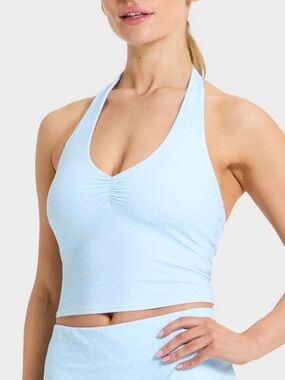 Joylab later support tank top light blue polka dots h